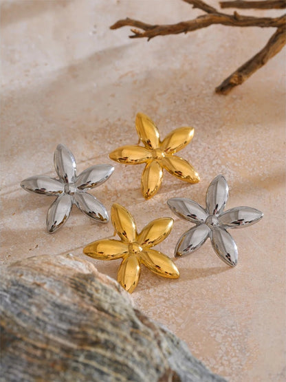 Metal flower stud earrings women's summer daily - product image
