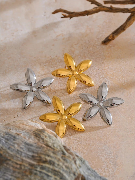 Metal flower stud earrings women's summer daily - product image