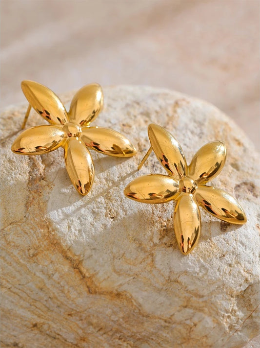 Metal flower stud earrings women's summer daily - product image