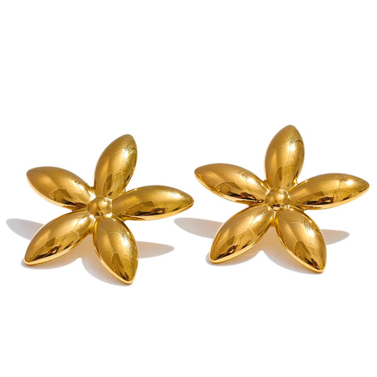Metal flower stud earrings women's summer daily - product image