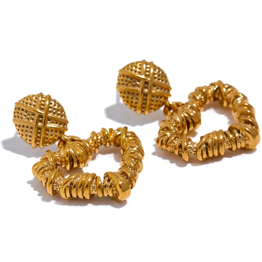 Metal heart hollow drop earrings - product image