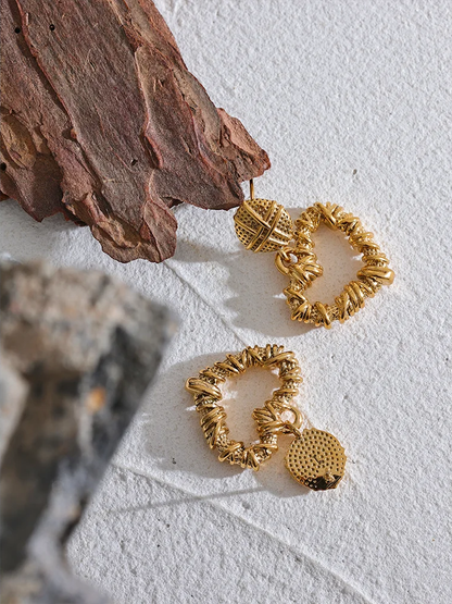 Metal heart hollow drop earrings - product image