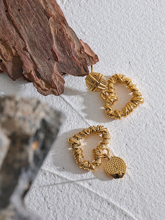 Metal heart hollow drop earrings - product image