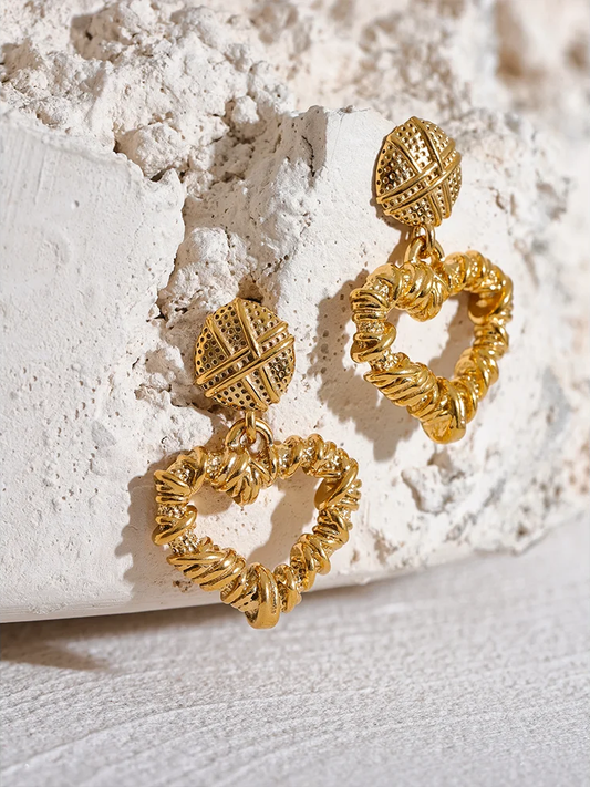 Metal heart hollow drop earrings - product image