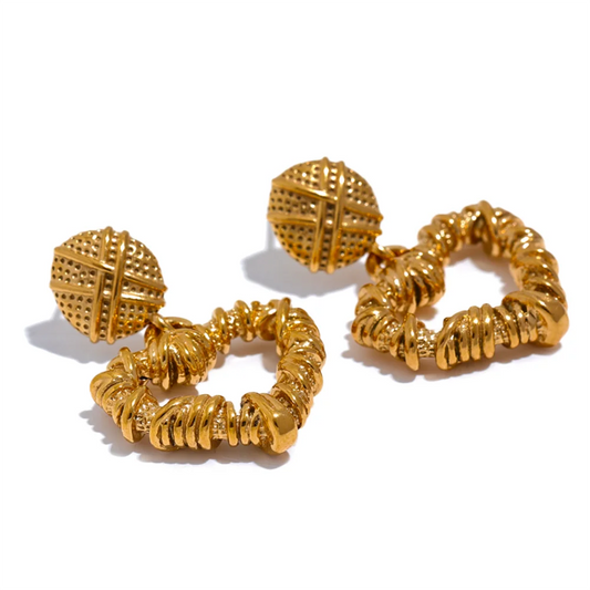 Metal heart hollow drop earrings - product image
