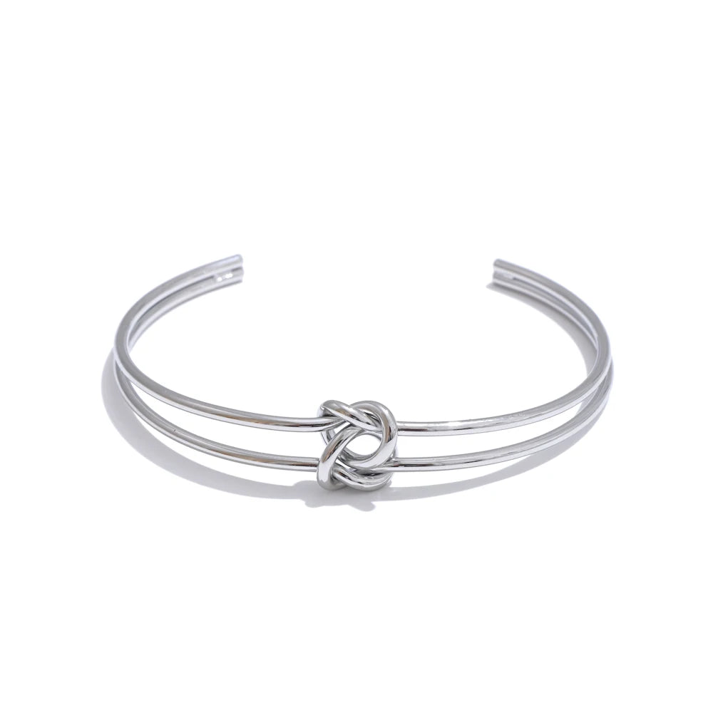 Metal knot open cuff water resistant bracelet - product image