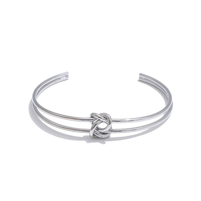 Metal knot open cuff water resistant bracelet - product image