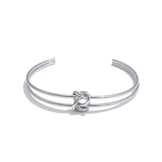 Metal knot open cuff water resistant bracelet - product image