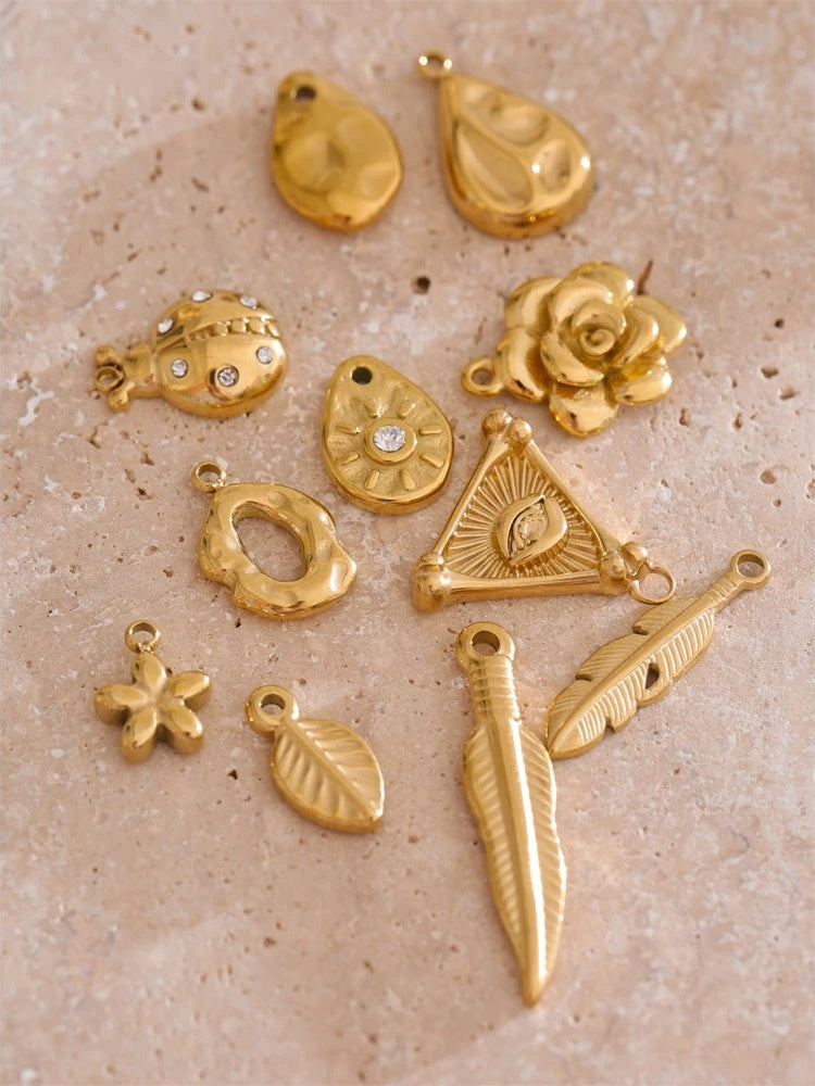 Metal leaf flower insect charm diy jewelry - product image