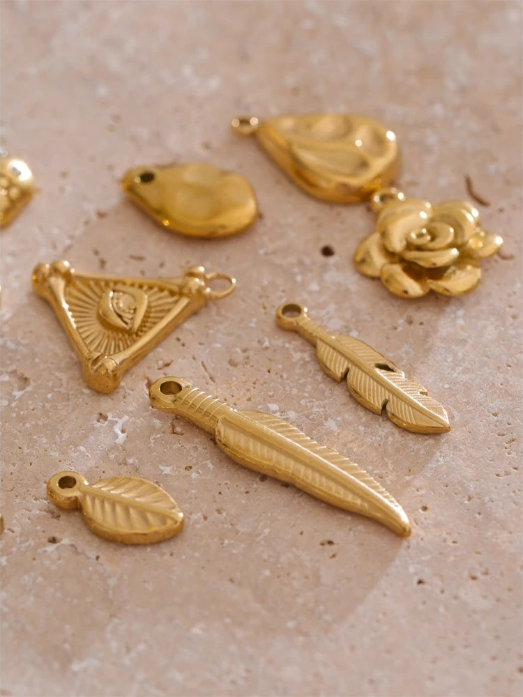 Metal leaf flower insect charm diy jewelry - product image