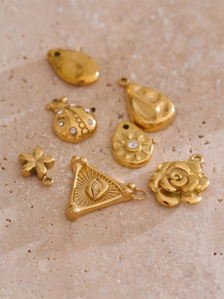 Metal leaf flower insect charm diy jewelry - product image