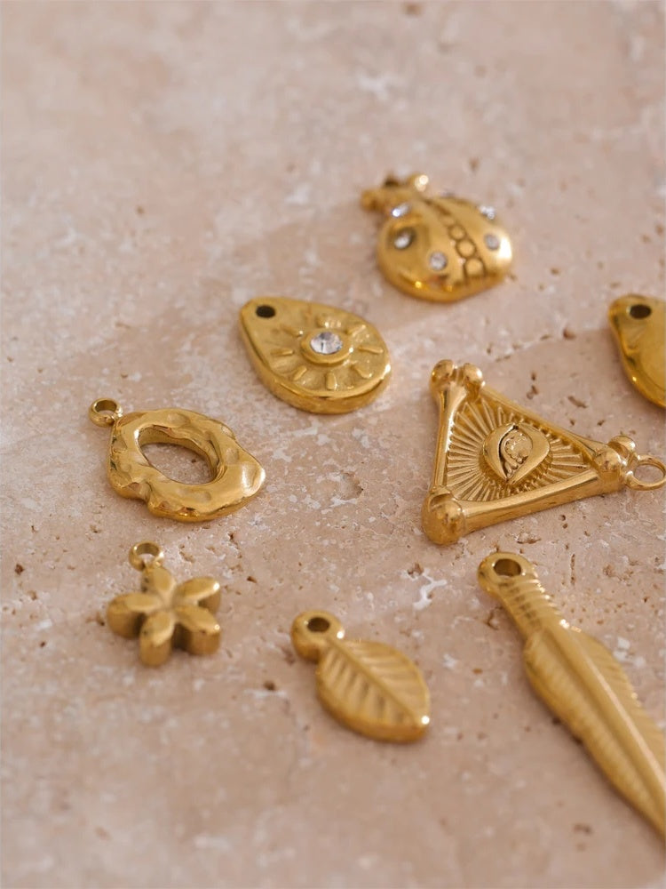 Metal leaf flower insect charm diy jewelry - product image
