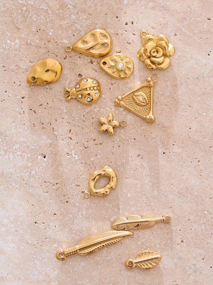 Metal leaf flower insect charm diy jewelry - product image