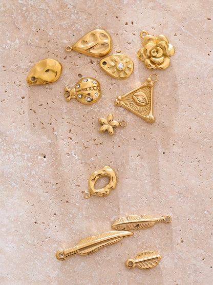 Metal leaf flower insect charm diy jewelry - product image