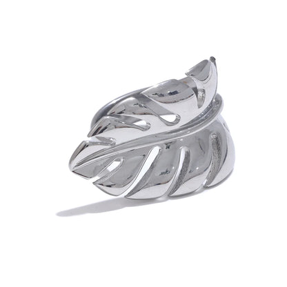 Metal leaf leaves open rust proof women's ring - product image