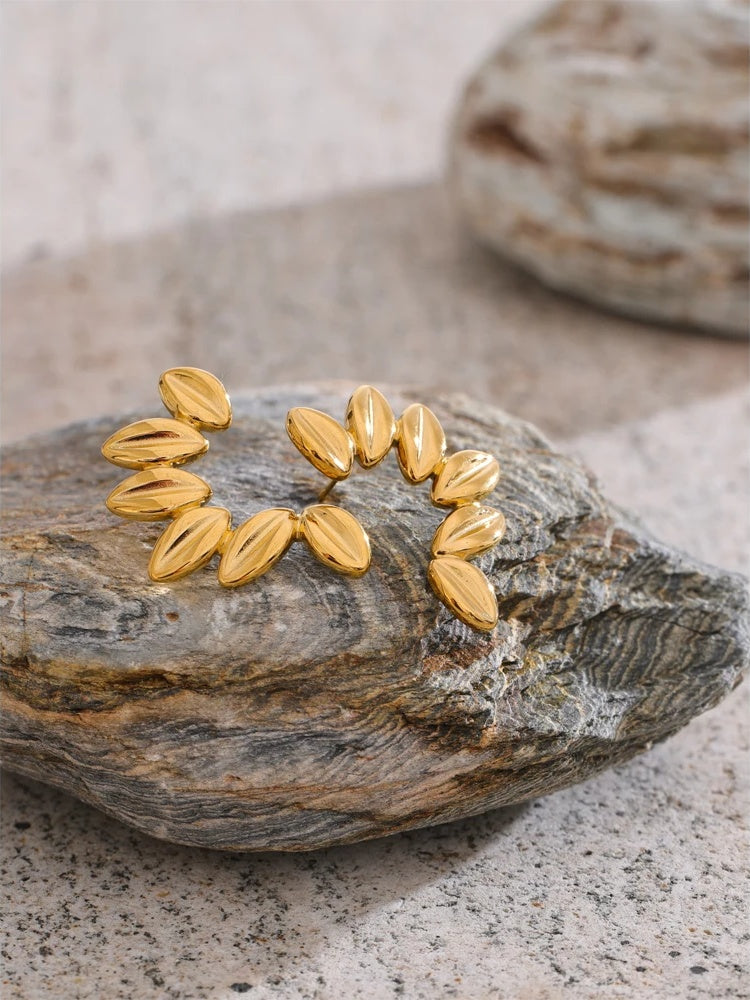 Metal leaf stud earrings tarnish resistant - product image