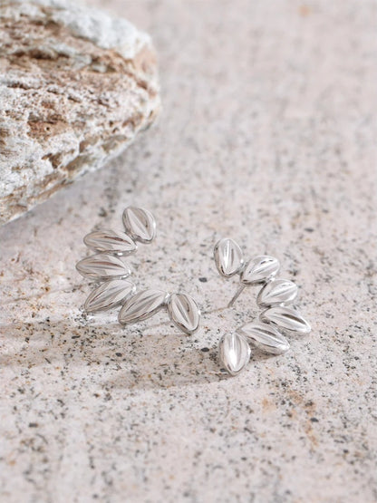 Metal leaf stud earrings tarnish resistant - product image