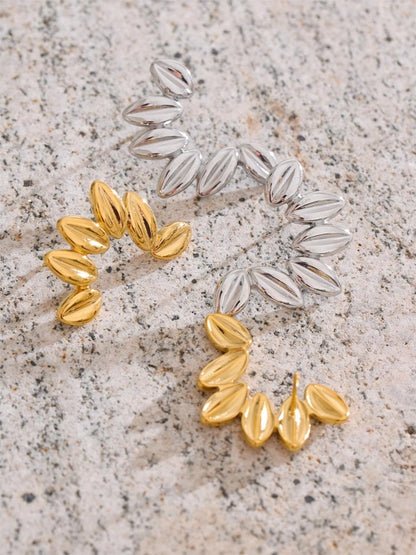 Metal leaf stud earrings tarnish resistant - product image