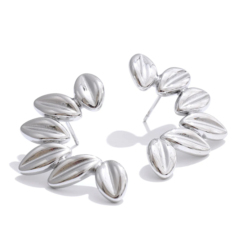 Metal leaf stud earrings tarnish resistant - product image