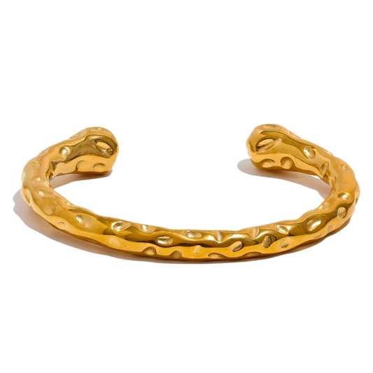 Metal minimalist open cuff bracelet bangle gold color - product image