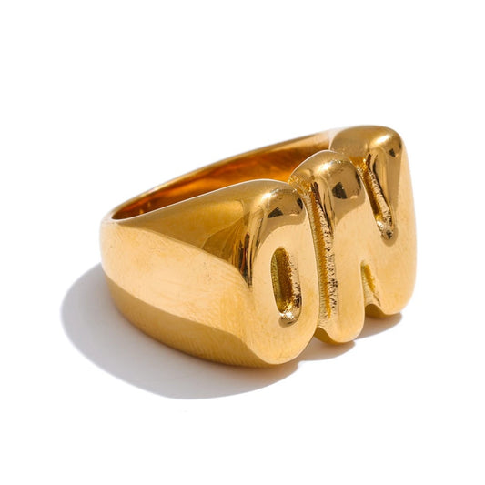 Metal on letter cast smooth ring - product image
