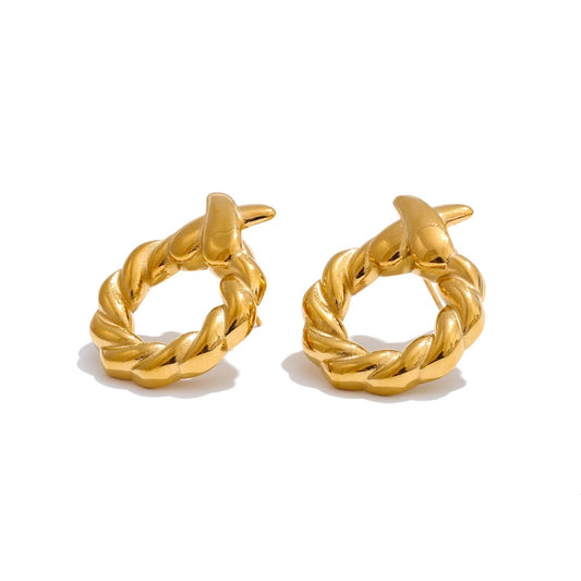 Metal round hollow modern stud earrings - product image