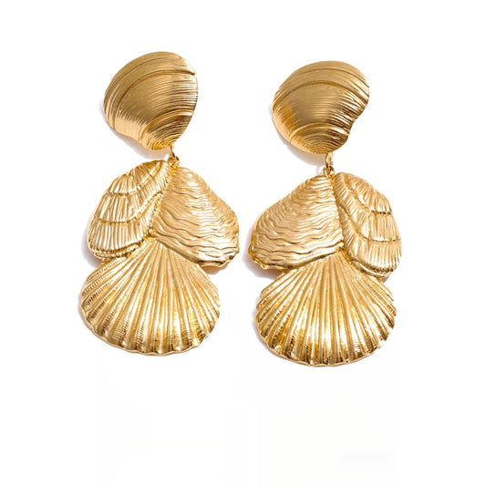 Metal shell drop dangle summer beach earrings - product image