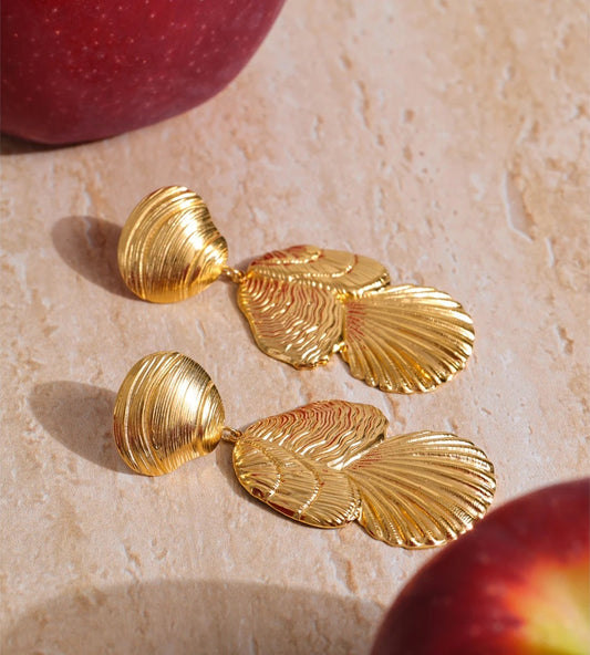 Metal shell drop dangle summer beach earrings - product image