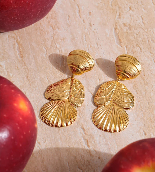 Metal shell drop dangle summer beach earrings - product image