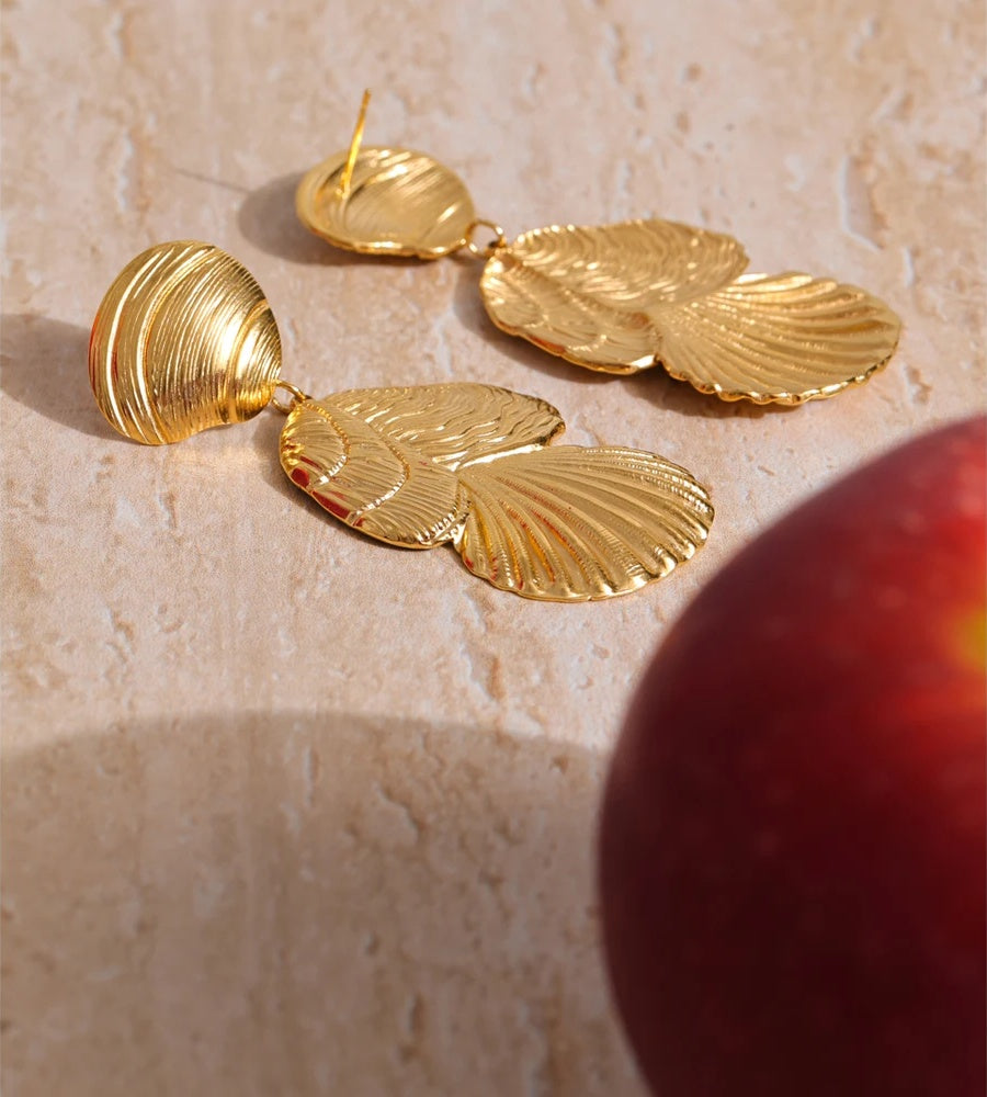 Metal shell drop dangle summer beach earrings - product image