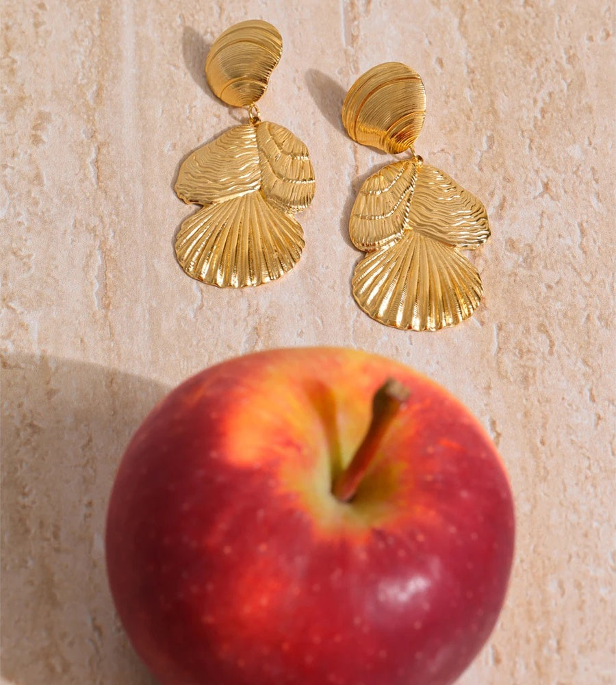 Metal shell drop dangle summer beach earrings - product image