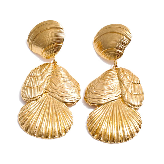 Metal shell drop dangle summer beach earrings - product image
