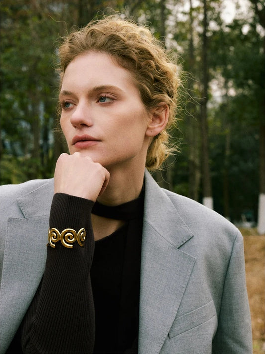 Metal shell shape smooth cuff bracelet - product image
