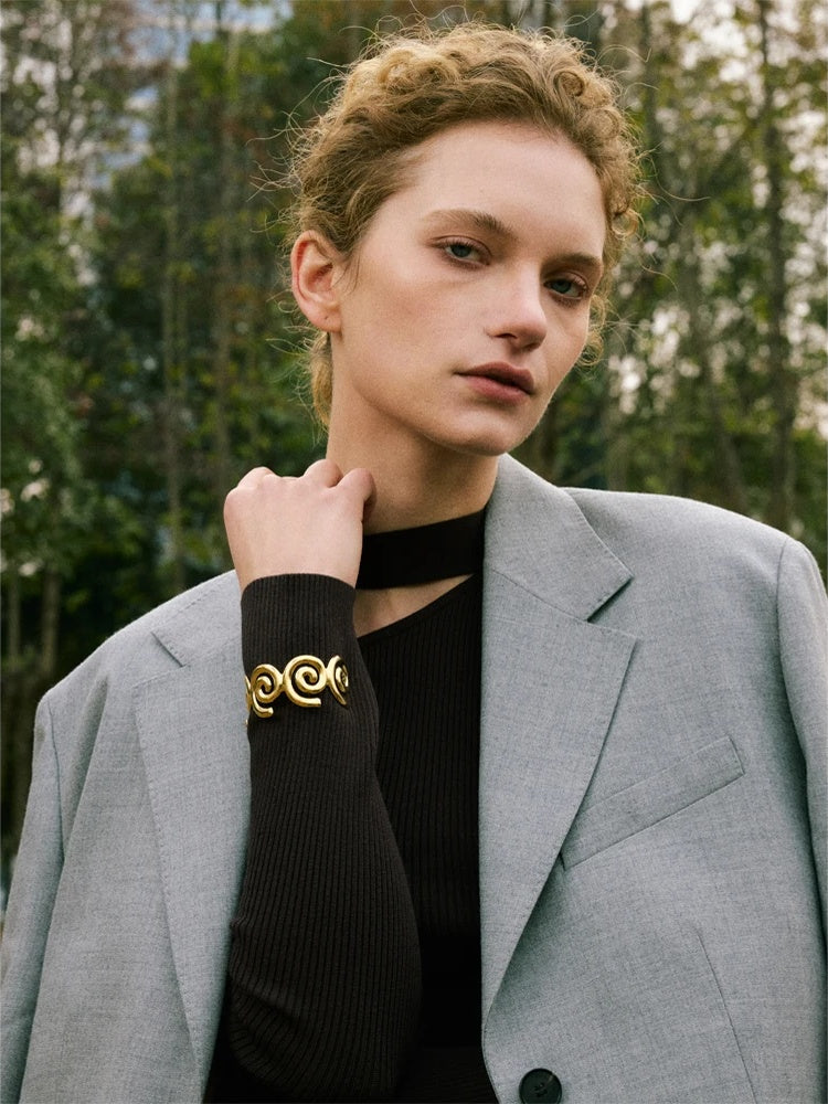 Metal shell shape smooth cuff bracelet - product image