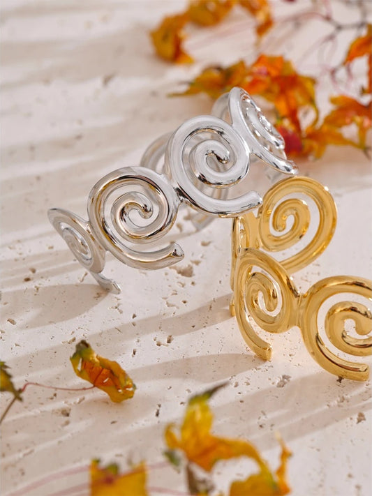 Metal shell shape smooth cuff bracelet - product image