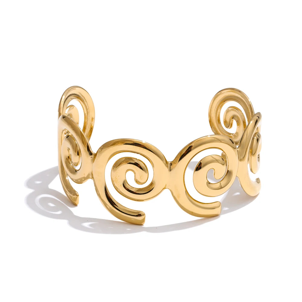 Metal shell shape smooth cuff bracelet - product image