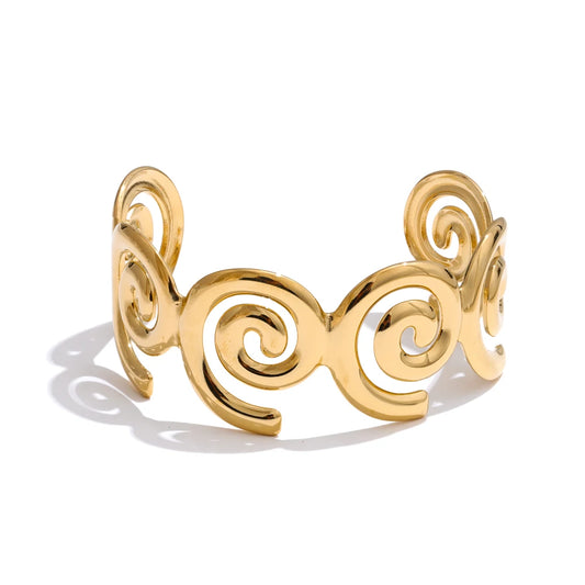 Metal shell shape smooth cuff bracelet - product image