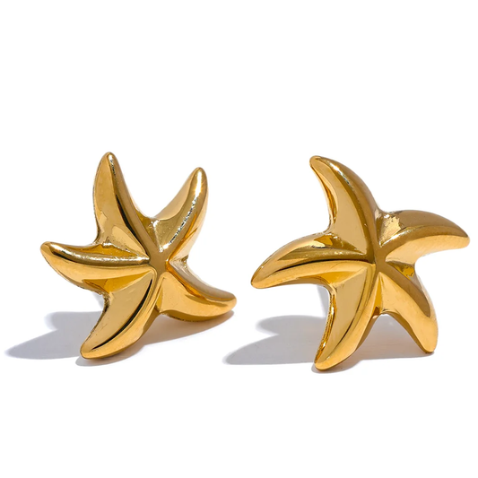 Metal starfish abstract stud earrings - product image