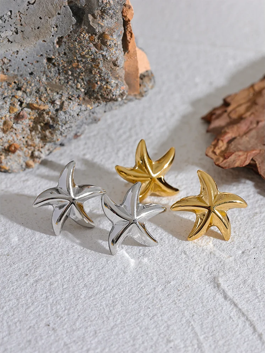 Metal starfish abstract stud earrings - product image