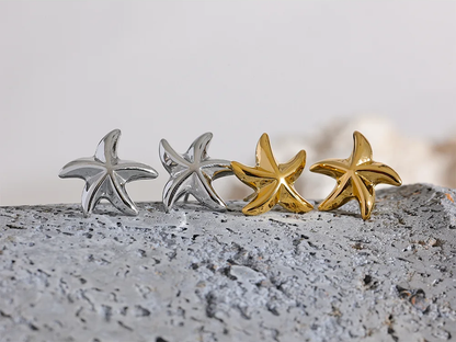 Metal starfish abstract stud earrings - product image