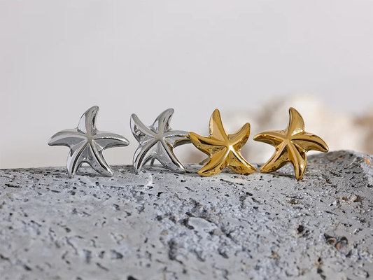 Metal starfish abstract stud earrings - product image