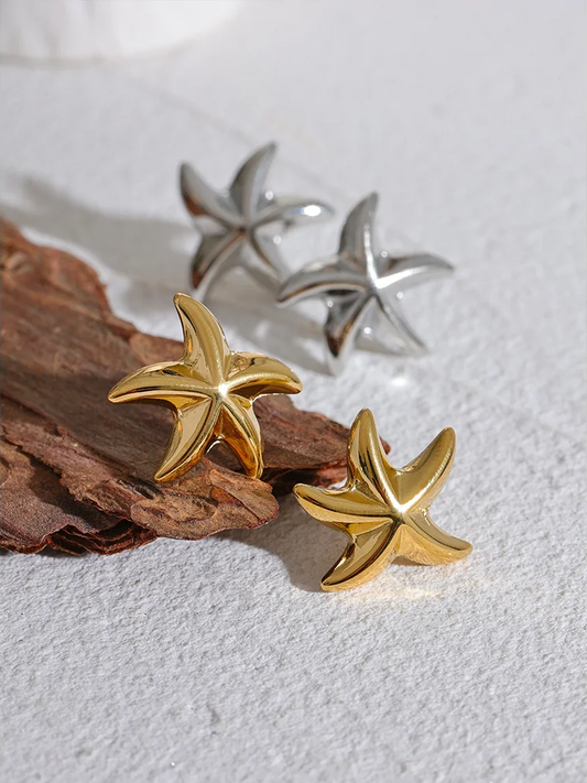 Metal starfish abstract stud earrings - product image