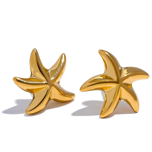 Metal starfish abstract stud earrings - product image
