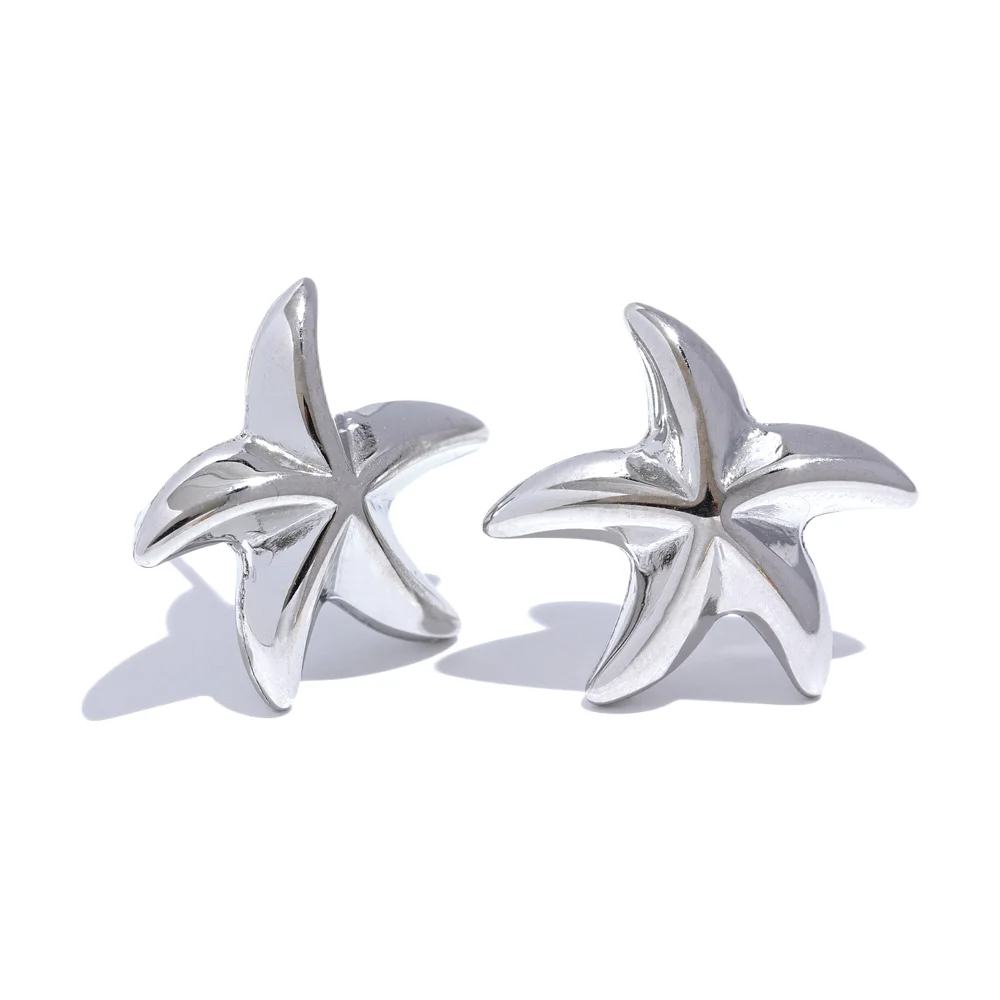 Metal starfish abstract stud earrings - product image