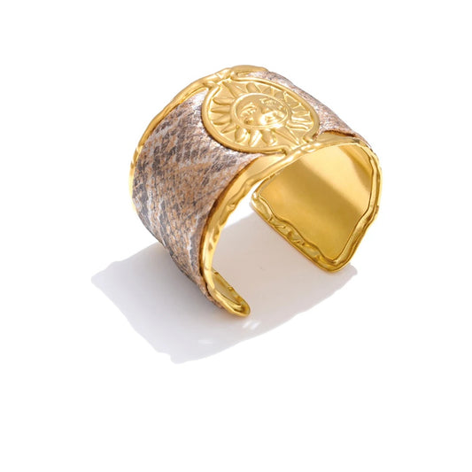 Metal sun cuff wide statement bracelet - product image