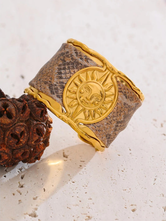 Metal sun cuff wide statement bracelet - product image