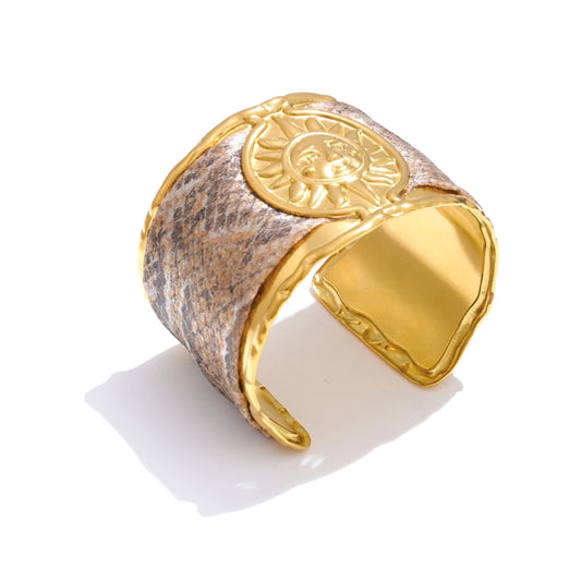 Metal sun cuff wide statement bracelet - product image