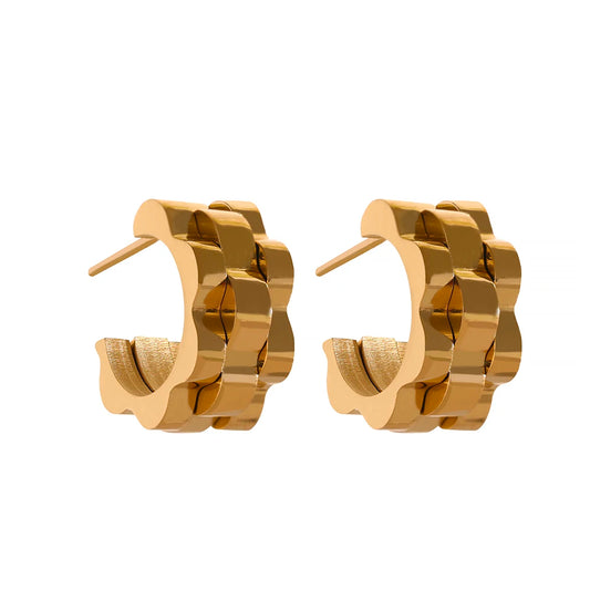 Metal texture abstract hoop earrings - product image