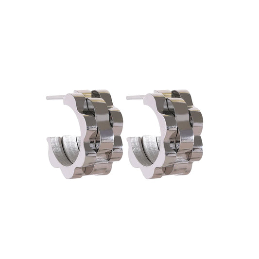 Metal texture abstract hoop earrings - product image