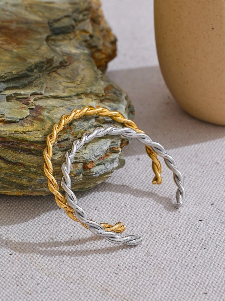 Metal twist minimalist cuff bracelet - product image